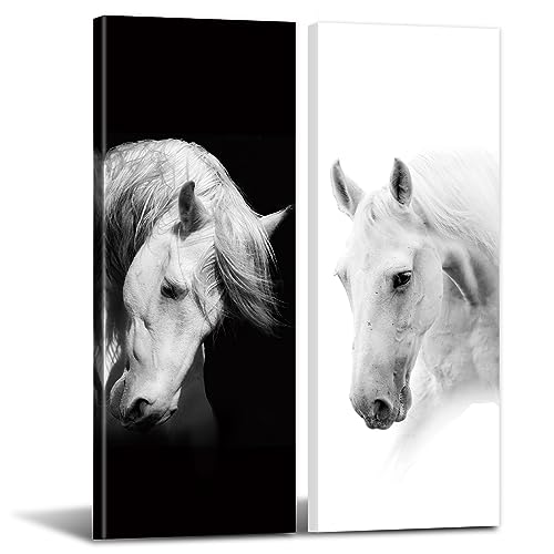 Black and White Canvas Wall Art Horse Pictures
