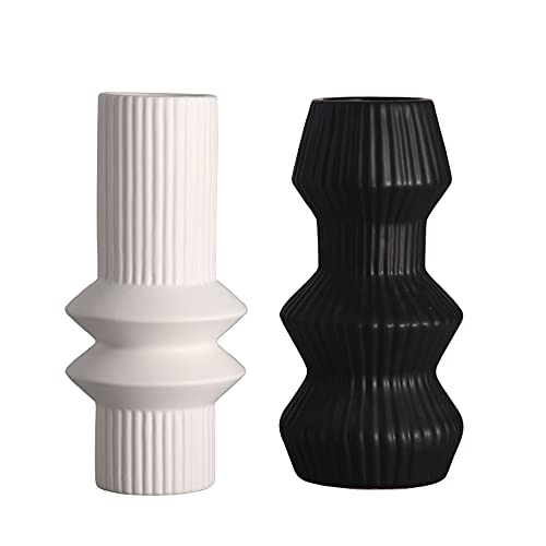 Black and White Ceramic Vase for Home Decor