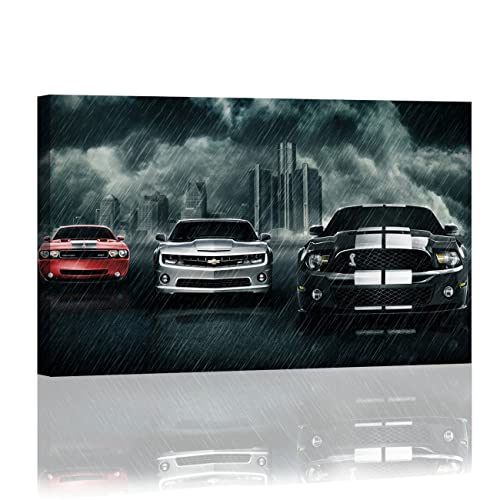 Black and White Sports Car Canvas Poster