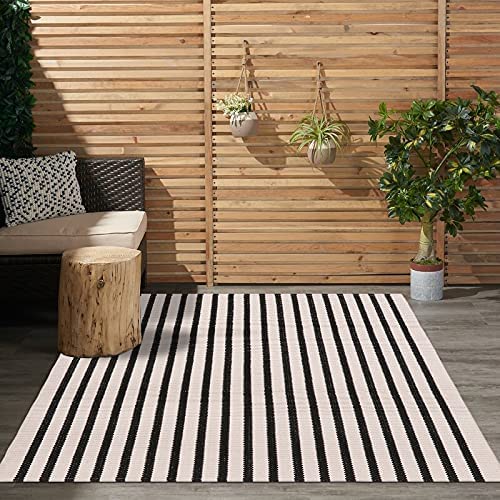 Black and White Striped Area Rug