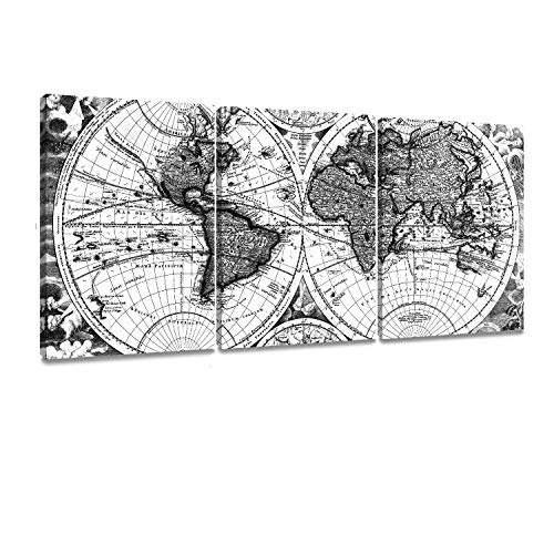 Black and White World Maps Wall Art