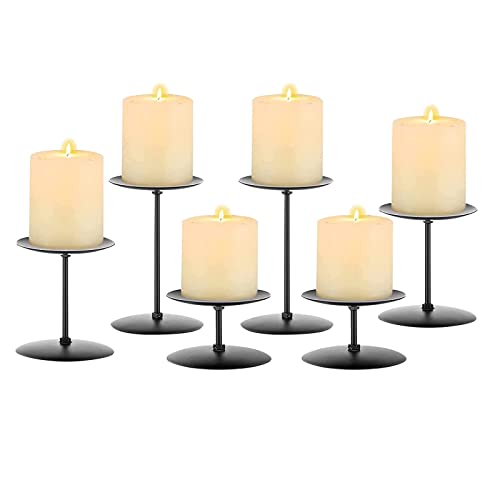 Black Candelabra Pillar Candle Plates Set of 6