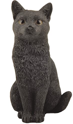 Black Cat Sitting Hand Painted Figurine