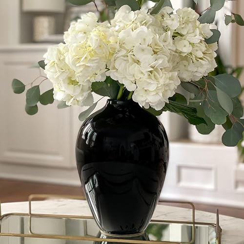 Black Ceramic Vase with Glossy Finish