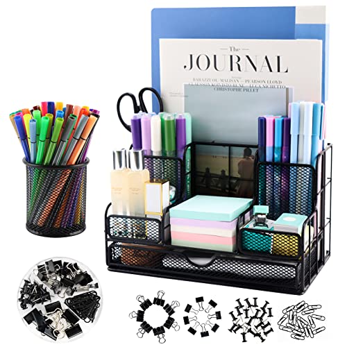 Black Desk Organizers Caddy and Accessories Set