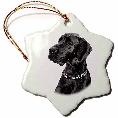 Black Great Dane Snowflake Porcelain Ornament