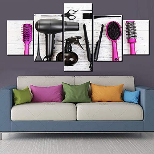 Black Hairdryer Canvas Wall Art Set