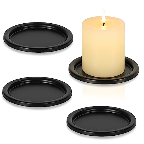 Black Iron Plate Candle Holder - Set of 4