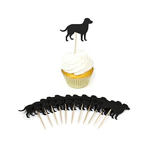 Black Lab Party Cupcake Toppers