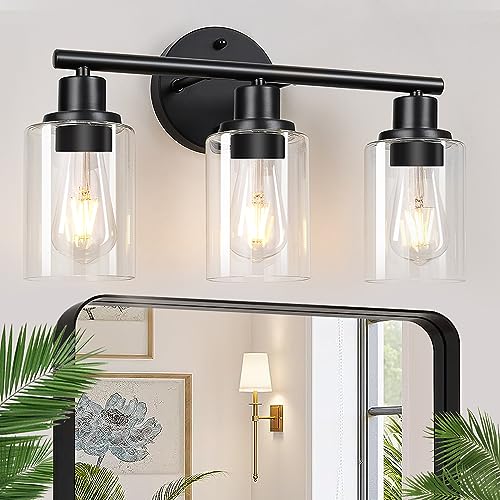 Black Modern Vanity Lights with Clear Glass Shade