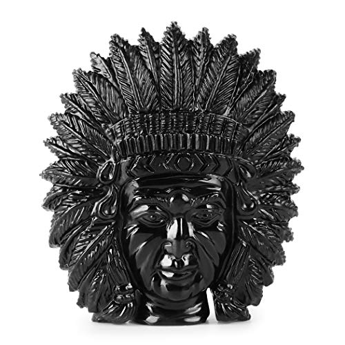Black Obsidian Indian Chief Statue Bust Head Figurine
