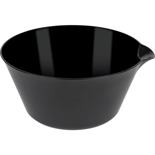 Black Plastic Salad Bowl With Spout - Sleek Design, Perfect for Gatherings