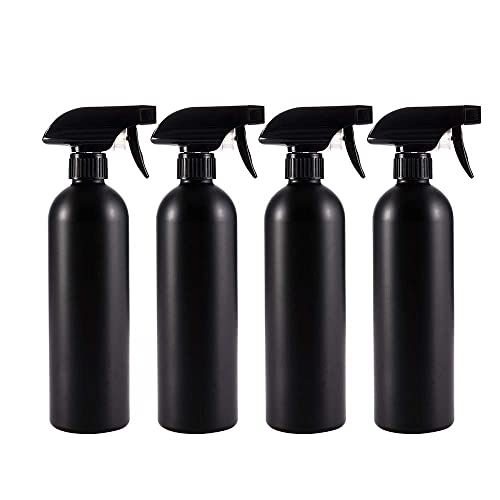 Black Plastic Spray Bottles for Cleaning Solutions 16 oz (Pack of 4)