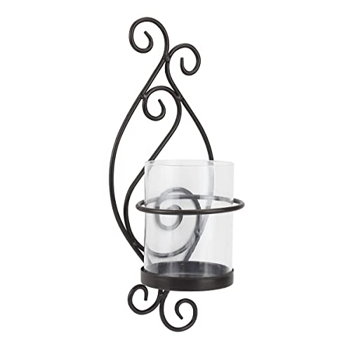 Black Scrolled Metal Candle Wall Sconce