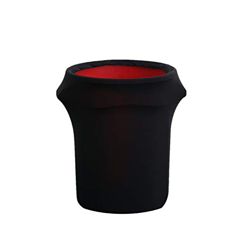 Black Stretchable Spandex Round Waste Trash Bin Cover