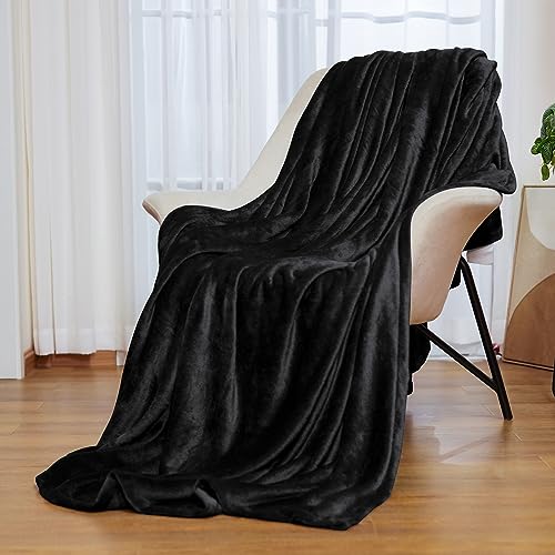 Black Throw Blanket for Couch, Bed, Camping