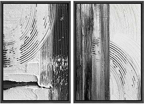 Black White Industrial Paint Strokes Abstract Modern Art Set