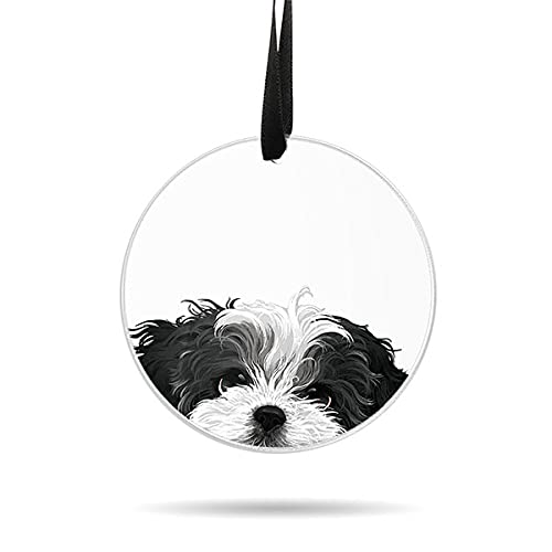 Black White Shih Tzu Dog Hanging Ornament