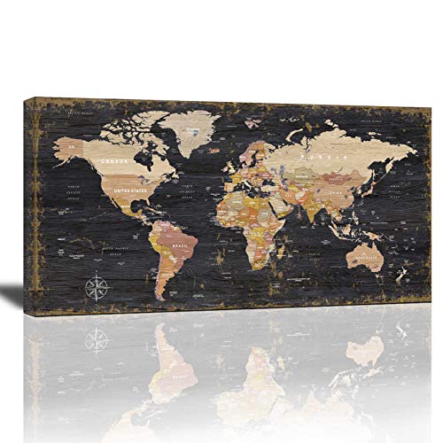 Black Wood Grain Retro Map