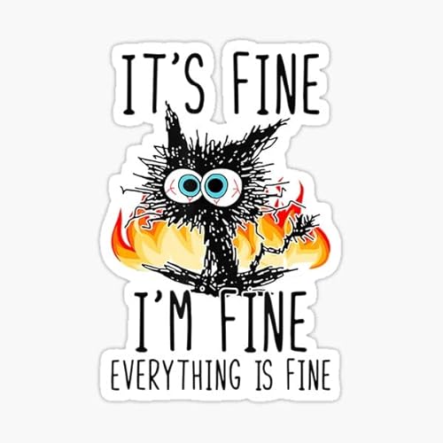 Blancas 3'' It's Fine I'm Fine Everything is Fine Sticker Vinyl Stickers, Laptop Decal, Water Bottle Sticker, Car Decal, Skateboard Stickers, Funny Stickers, Small Gift