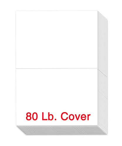 Blank Half Fold Greeting Cards - 8.5 x 5.5 Inch Heavyweight White Card Stock Paper - for Birthday, Wedding, Holiday, Anniversary Invitations, and All Occasions - Bulk Pack of 100 Cards
