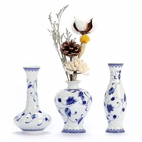 Blue and White Small Bud Vase Set