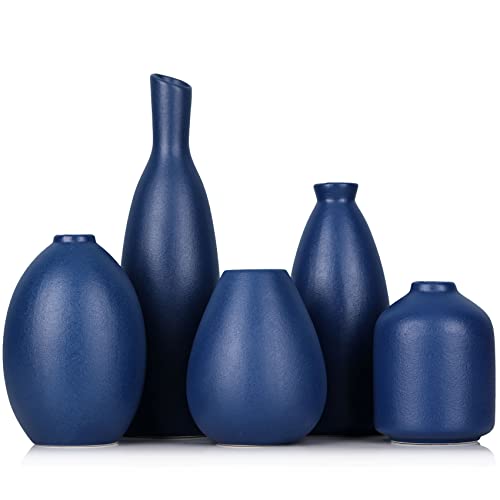Blue Ceramic Vase Set of 5