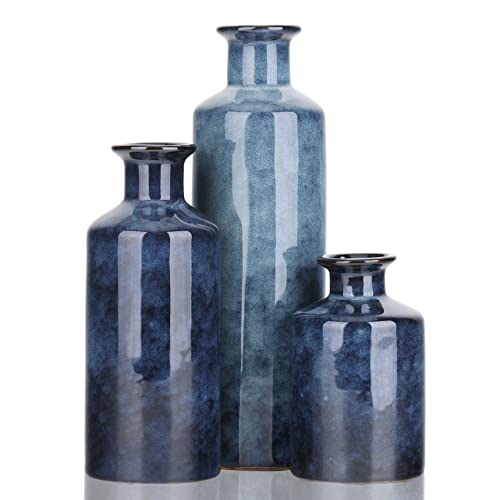 Blue Ceramic Vases Set