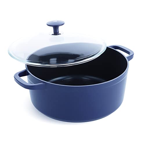 Blue Diamond Cookware Diamond Infused Ceramic Nonstick, 5.5QT Dutch Oven with Glass Lid, Lightweight Design, PFAS-Free, Dishwasher Safe, Blue