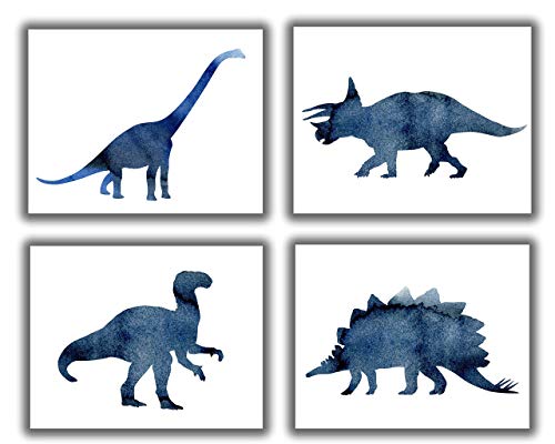 Blue Dinosaur Wall Art Prints Set
