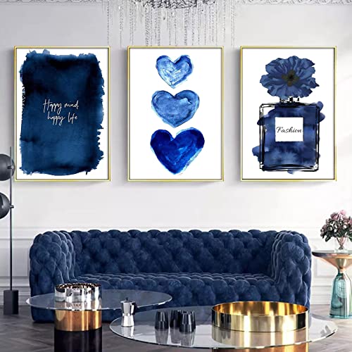 Blue Heart Painting Perfume Canvas Wall Art