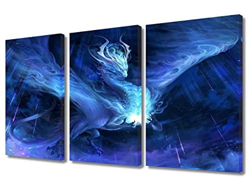 Blue Ice Dragon Canvas Wall Art