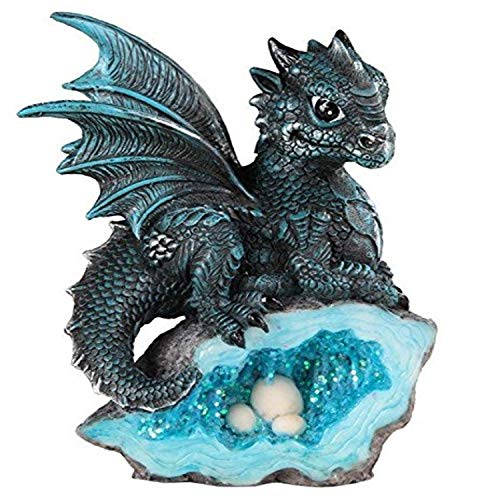 Blue Medieval Baby Dragon Figurine