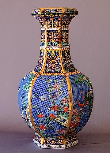 Blue Porcelain Vase, Chinese Painting Pattern, Oriental Home Décor