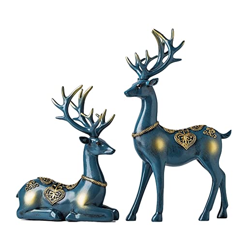 Blue Reindeer Figurines for Modern Christmas Decor