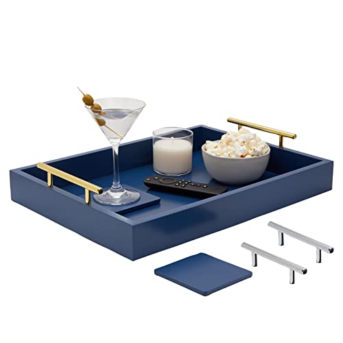 Blue Serving Tray with Interchangeable Handles