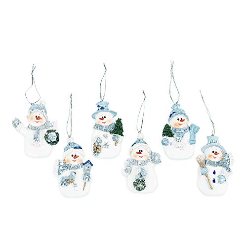 Blue Snowman Christmas Ornaments (Pack of 12)