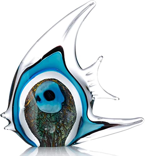 Blue Stripe Tropical Fish Glass Sculpture