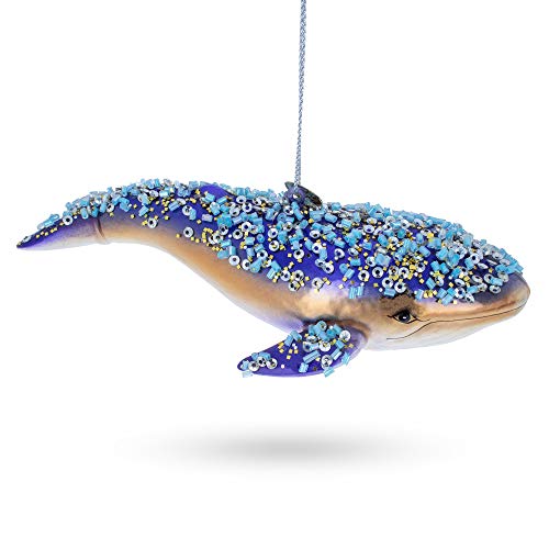 Blue Whale Glass Christmas Ornament