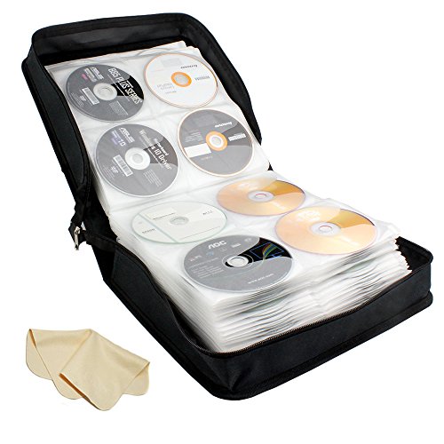 BlueCubi 288 Capacity PU Leather Portable CD DVD Wallet Binder Book Sleeves Disc Storage Bag Carrying Case