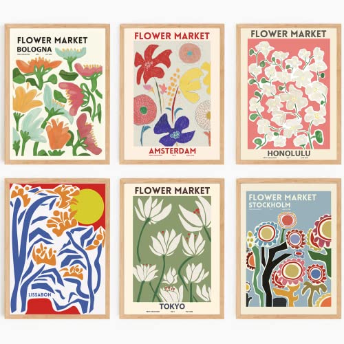 Bluetit Flower Market Poster Wall Art Set