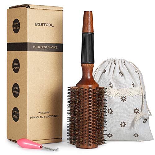 Boar Bristle Round Hair Brush for Quick Blowout