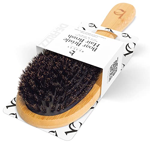 Boar Hair Brush for Shiny and Healthy Hair - Bamboo Brush for All Hair Types