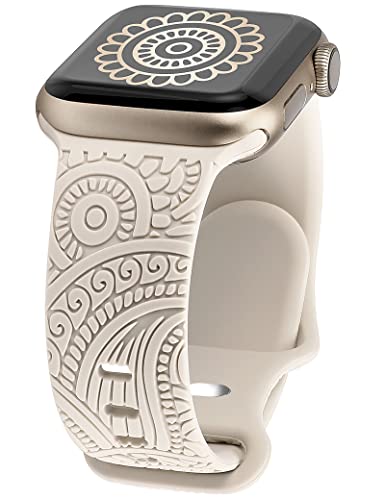Boho Engraved Band for Apple Watch - Unique Flower Design