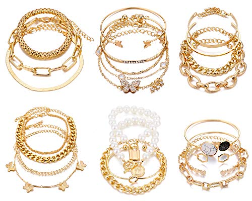 Boho Gold Chain Bracelets Set