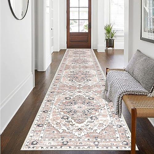 Boho Pink Runner Rug for Hallway