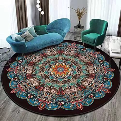 Boho Round Floor Mat for Living Dining Room