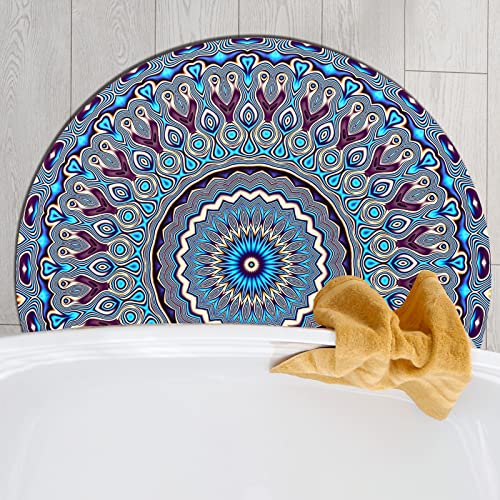 Boho Trippy Blue Bath Mat Rug