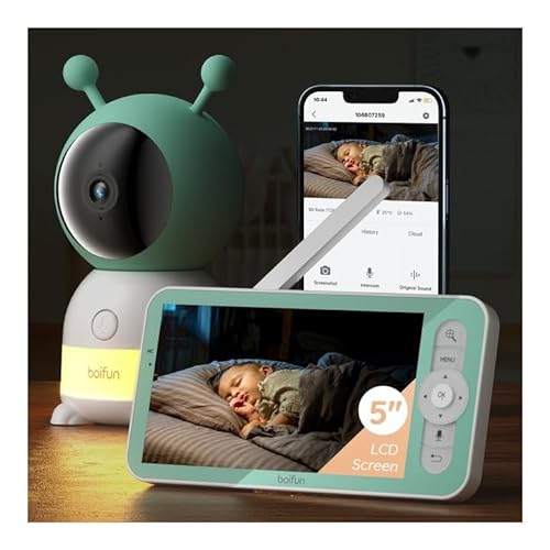 BOIFUN 5" Baby Monitor with 2K WiFi, Video Record & Playback, Night Vision
