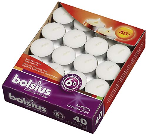 BOLSIUS 40 Pack Unscented Tea Lights